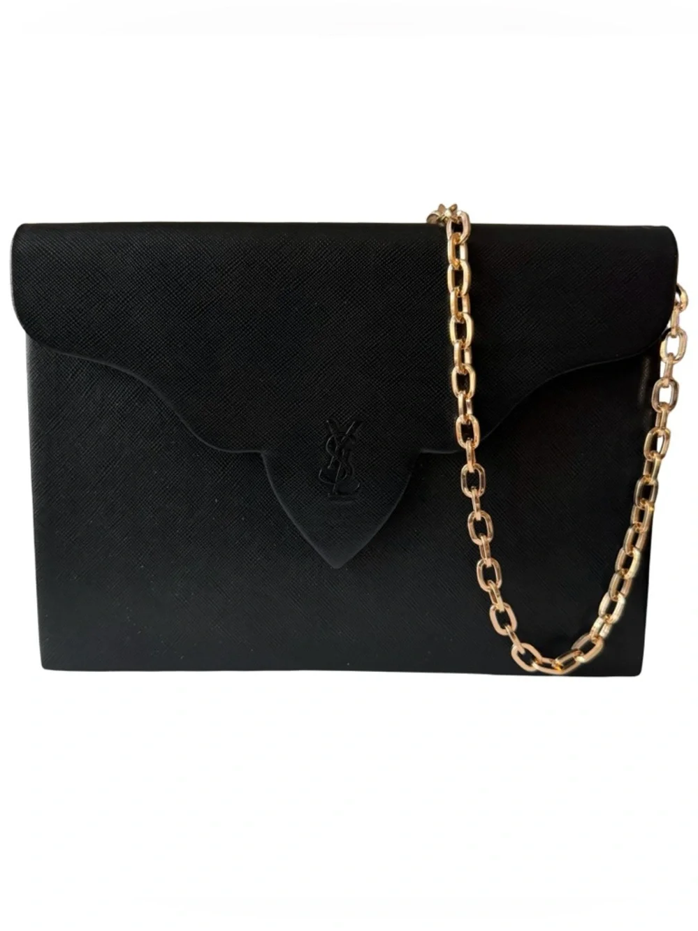 Yves Saint Laurent Black Leather Envelope Clutch - Vintage - Picture 12 of 12